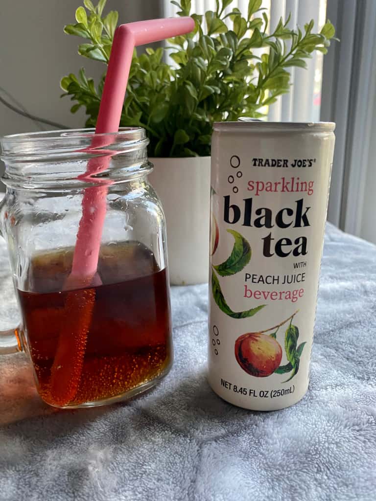 Sparkling Black Tea with Peach Juice Beverage